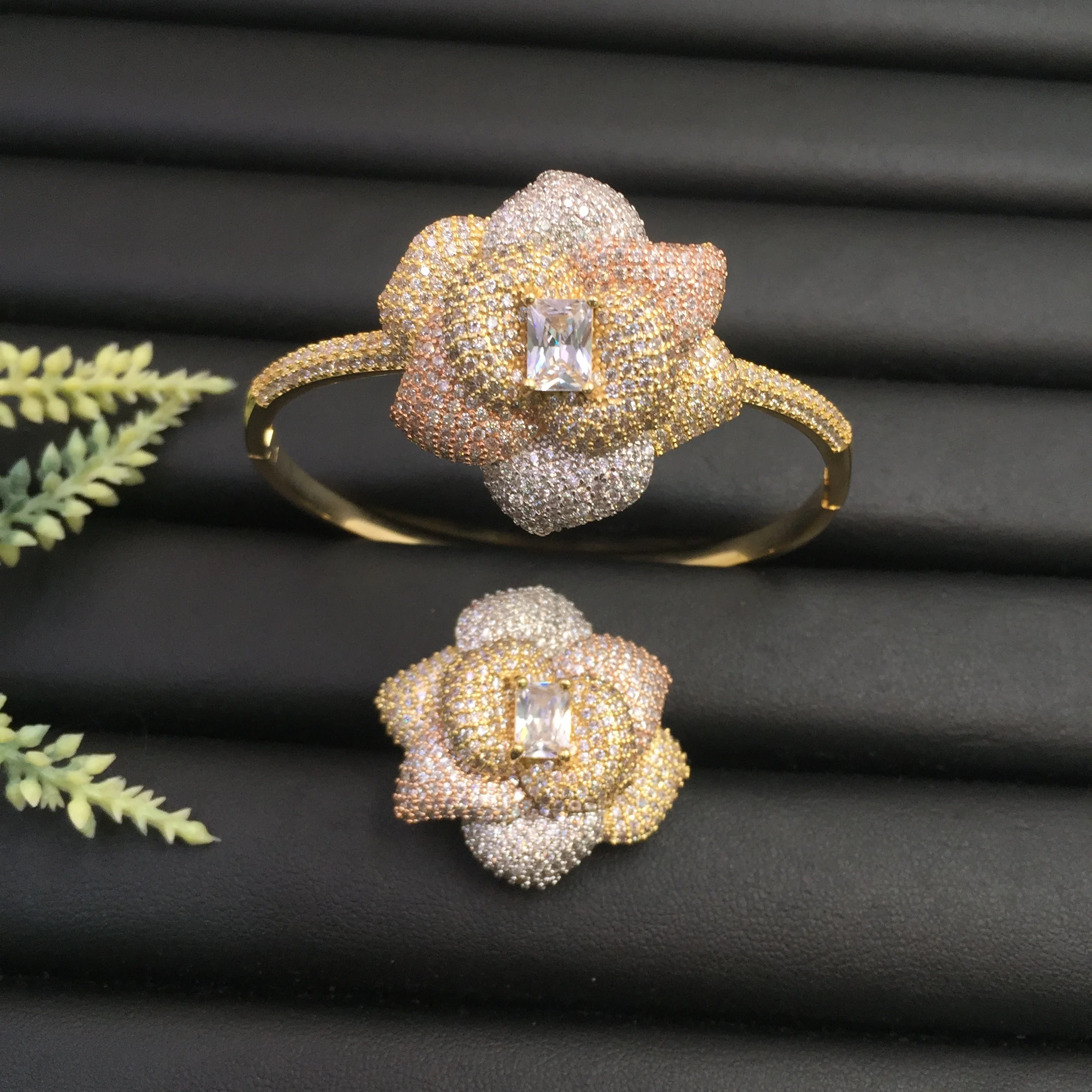 Lanyika Fashion Jewelry Stylish Luxury Exquisite Petunia Micro Plated Party Romantic Bangle With Ring Banquet Daily Best Gift | Украшения и