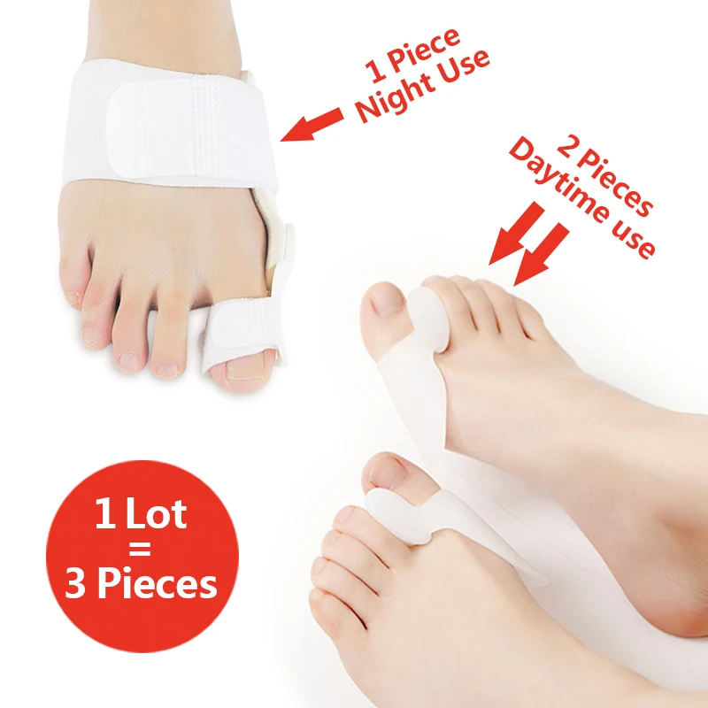 

3 Pieces/lot Bunion Corrector Hallux Valgus Aligner Big Toe Separator Toe Corrector Foot Care Foot Thumb Rehabilitation