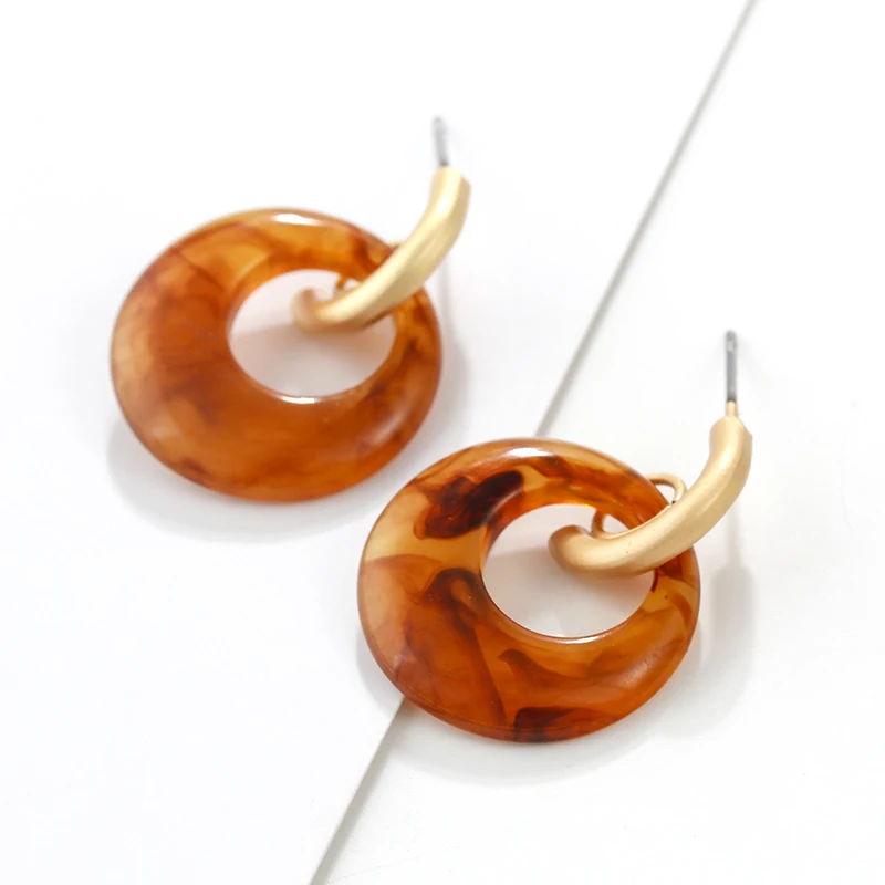 

Flashbuy 4 Color New Hot Acrylic Earrings For Women Hollow Geometric Statement Round Earrings Fashion Jewelry Accessories