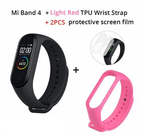 Xiaomi mi Band 4 умный браслет 3 цвета AMOLED экран mi band 4 Smartband фитнес-тренажер Bluetooth спортивный водонепроницаемый смарт-браслет - Цвет: add pink strap film