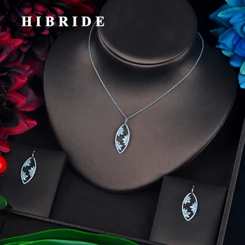 

HIBRIDE Luxury Design New Arrival Pendant Necklace Jewelry Set For Women Link Chain Necklace Earring Set Gifts N-669
