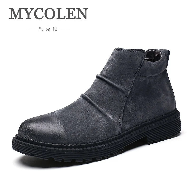 

MYCOLEN Brand Men Boots Luxury Designer Top Quality Handsome Comfortable Retro Leather Autumn Round Toe Male Boots Chuteira
