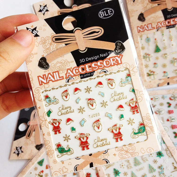 100sheets Holographic 12styles Christmas Nail Sticker Shine Glitter