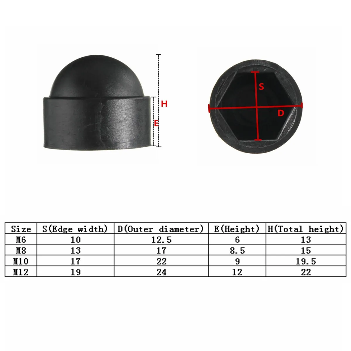 Diameter M10 / Hex 16mm 20X HEX NUT Cover Cap M4 to M30 Protection Bolt Round Hexagon Dome Black Screw Head CAR Plastic Diameter M10 / Hex 16mm 20X HEX NUT Cover Cap M4 to M30 Protection Bolt Round Hexagon Dome Black Screw Head CAR Plastic