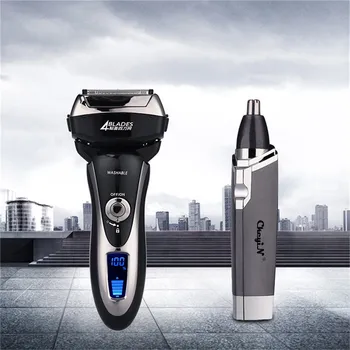 

4 Blade Electric Shaver 1.5Hours Quick Charge Washable Reciprocating Electric Razor+Ear Nose Trimmer Face Care Hair Trimer