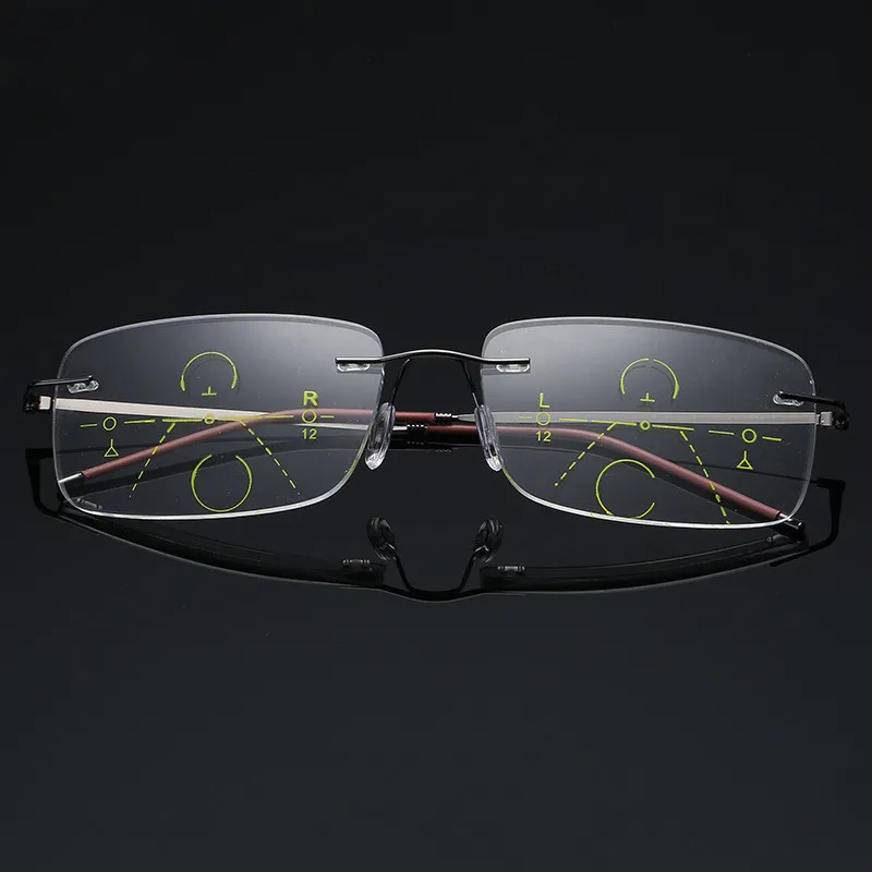 Титановые мужские и женские прогрессивные очки для чтения с очками чехол без металлической оправы бифокальные очки с мультифокальными линзами