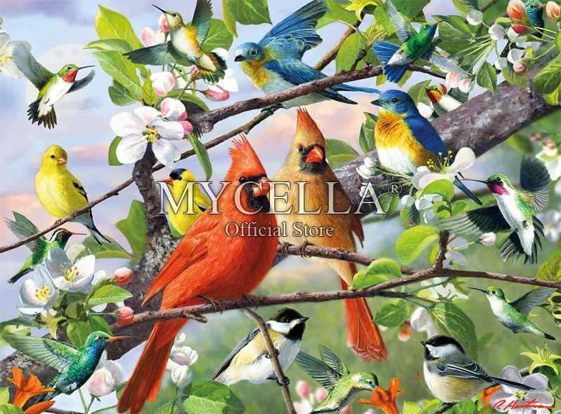 5d Diy Diamond Painting Birds Spring Cross Stitch Embroidery Flowers Animals Mosaic Home Decor Children'S Gifts | Дом и сад