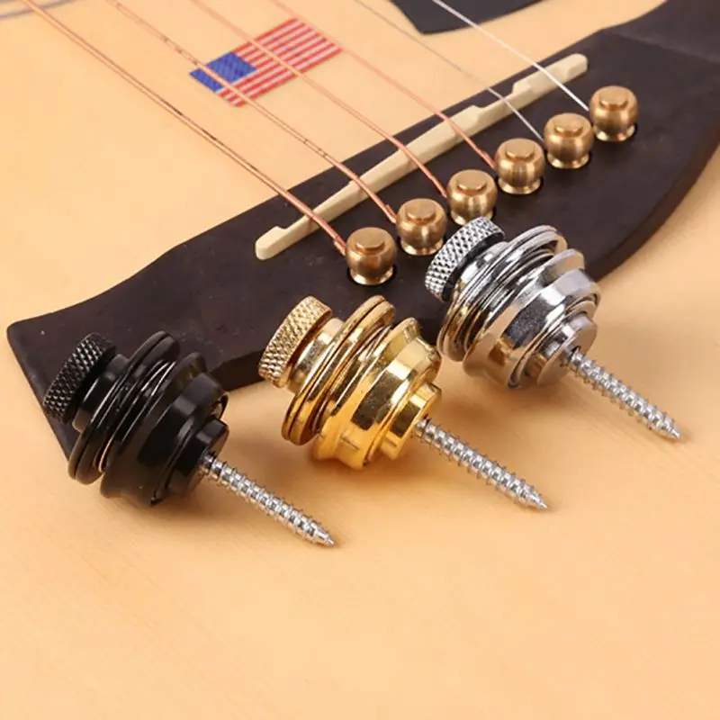 

Guitar Strap Lock Easy Fix & Remove Chrome Plated Straplock Button for All Acoustic Electric Bass Guitar Strap Screw 3 Colors