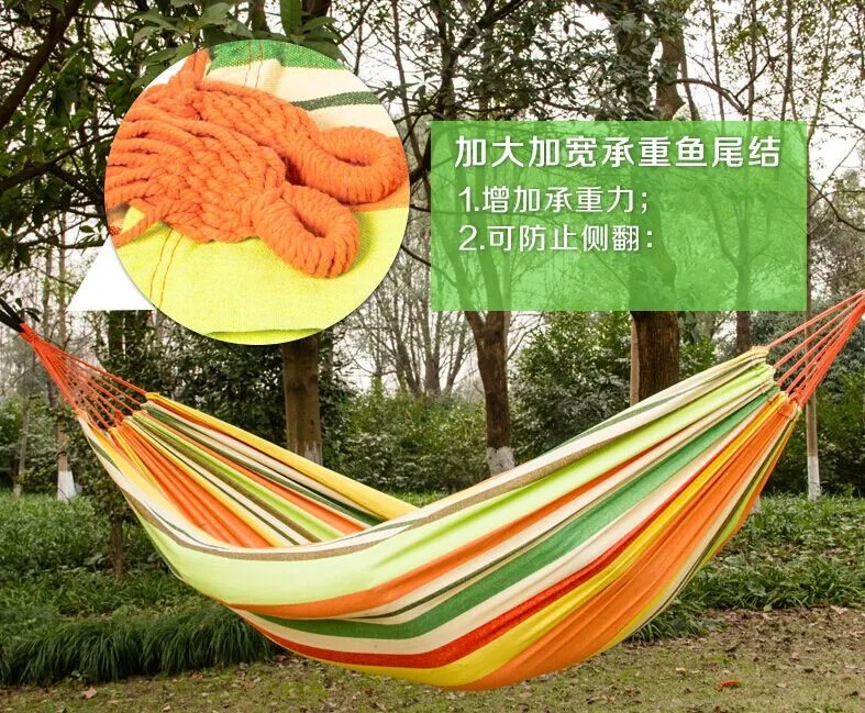 200X100cm Outdoor Multifunction hammock swing rainbow Striped canvas double indoor thickening widened dormitory double hammock