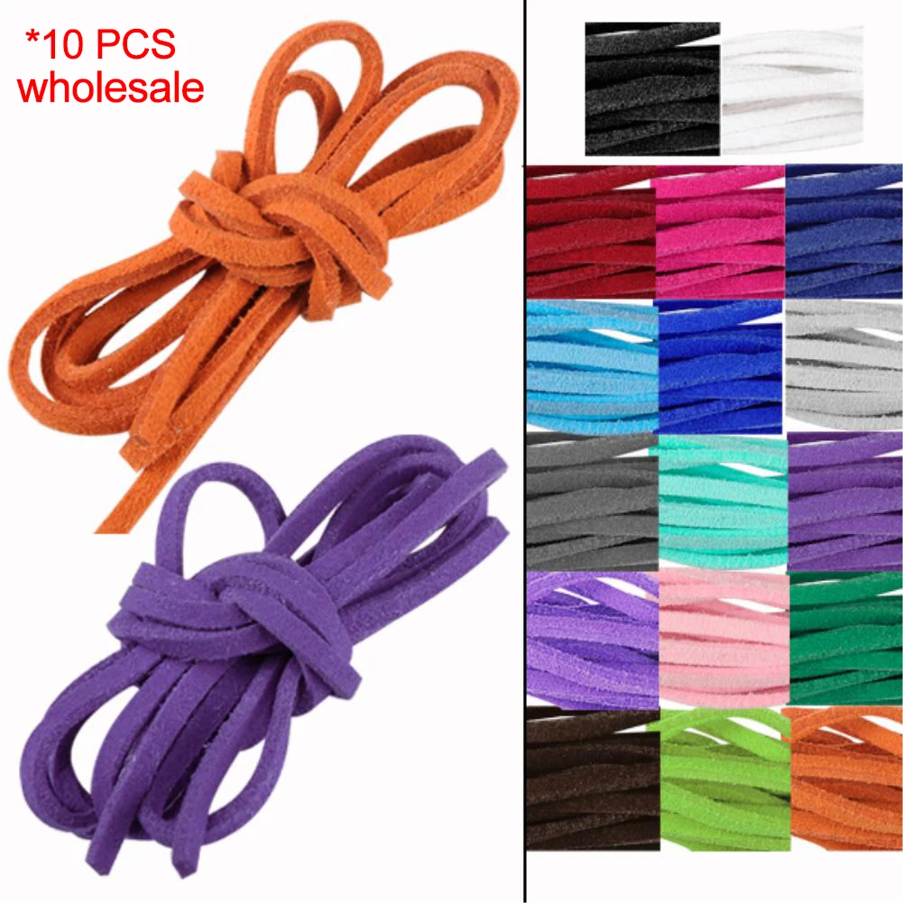 

Factory Sale 10pcs 1 Meters Fashion Jewelry Hight Quality 3mm Flat 100% Genuine Real Soft Natural Leather Cord String Lace Rope