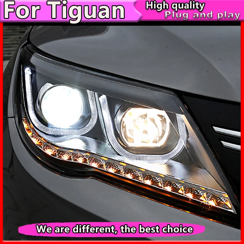 Автомобильный Стайлинг для VW 2010-2013 Tiguan фары нового Tiguan светодиодный фары DRL Объектив Двойной Луч H7 ксеноновые автомобильные аксессуары