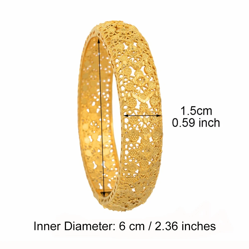 Anniyo 4 Pieces/Lot Gold Color Arab Dubai Bangles for Women Ethiopian Bracelets Middle East Wedding Jewelry African #139006 2