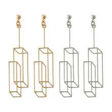 Модные Простые однотонные геометрические прямоугольные визуальные серьги-гвоздики для девочек, красивые серьги WE220