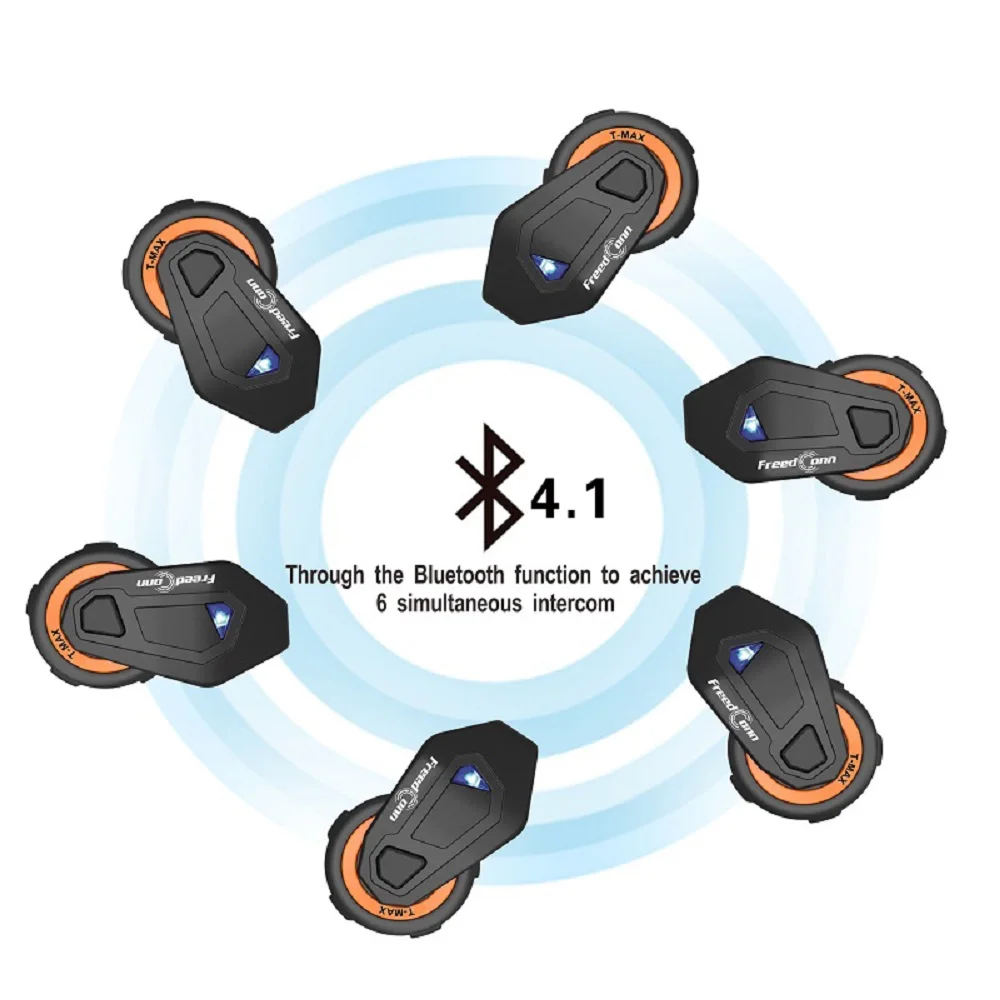 2 шт. Freedconn V4.1 T MAX Bluetooth мотоциклетный шлем bluetooth гарнитура Интерком 6 всадников