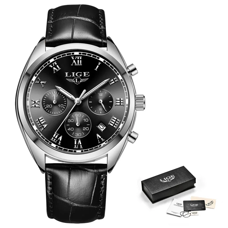 Watch Men 2018 NEW Fashion Casual LIGE Brand Waterproof Quartz Military Leather Sport Watches Man Clock Relogio Masculino reloj