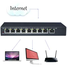 BV Tech 8 Портовый Гигабитный Коммутатор poe 130 Вт 57 В 100Mbps-SW800G 802.3af RJ45 портов Поддержка порт автоматически флип
