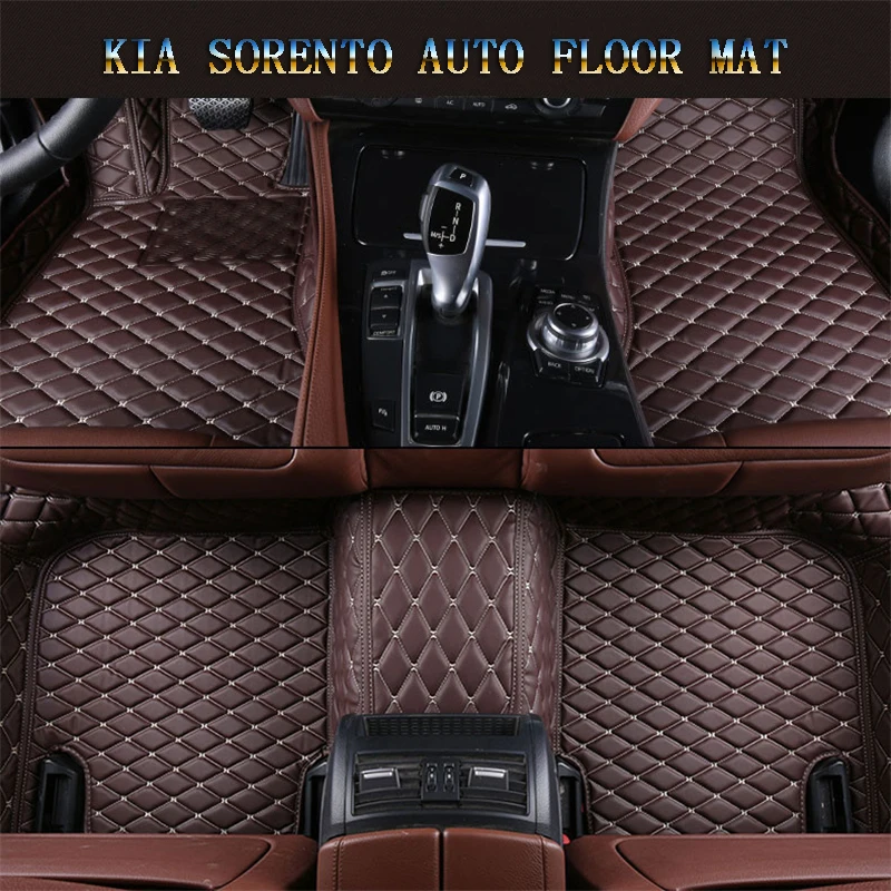 

Car Floor Mats For Kia Sorento 2009-2014 Foot Carpets pad mat Step Embroidery Leather Car Interior Mats heavy duty carpet