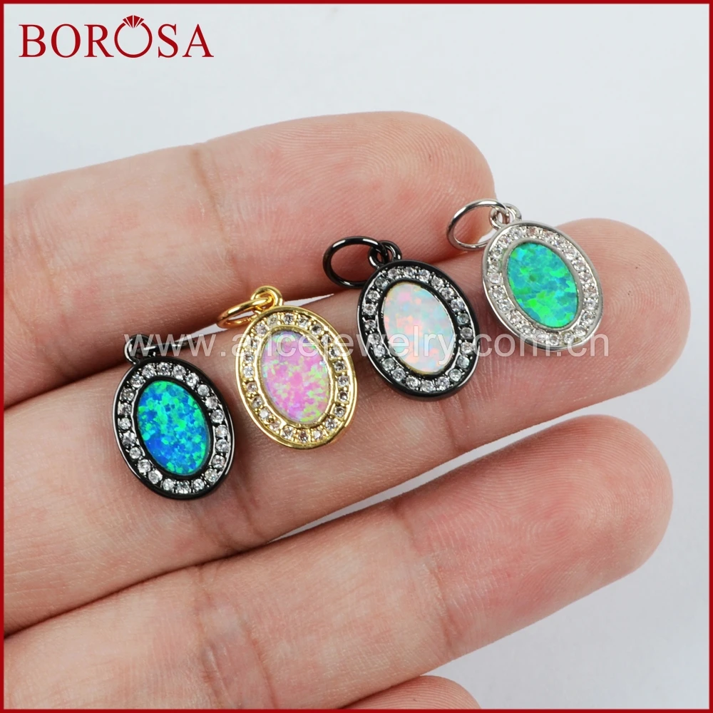 Borosa Мода Druzy блестящие Micro Pave CZ Кристалл Spacer овальные Форма искусственный опал