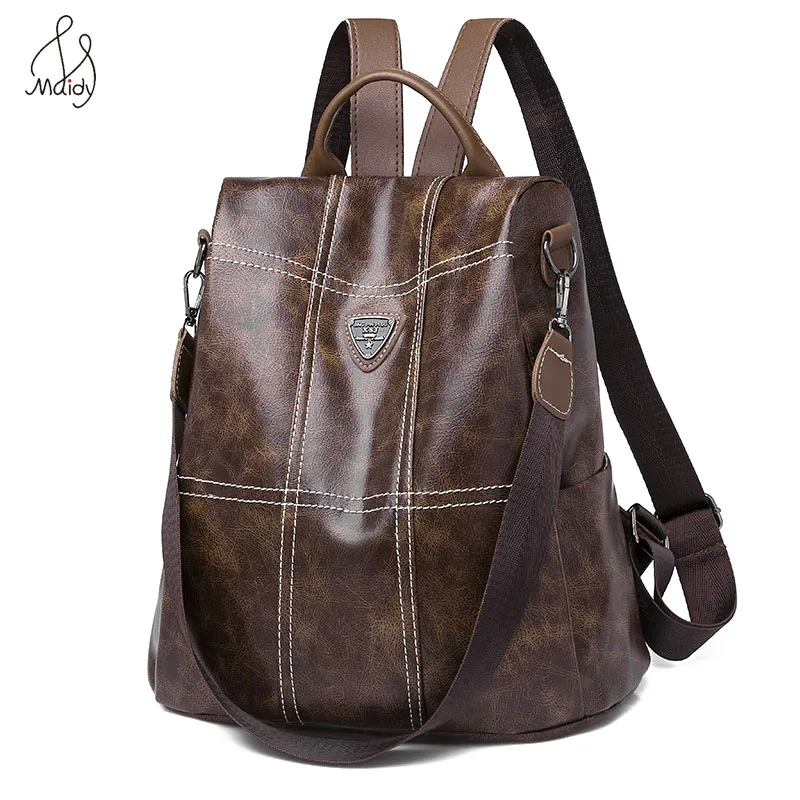 

Luxury Fashion Casual Women Anti-theft Lady Leather Backpack MultiFunction Backpack Female Larger Capacity School Shoulder Bag