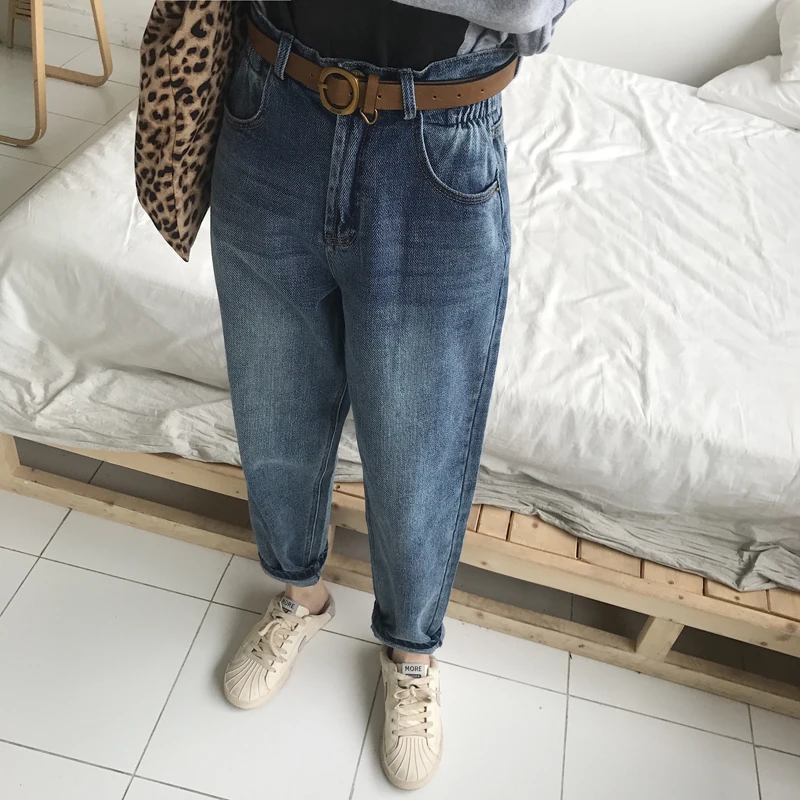 Vintage Chic Boyfriends Harem Jeans Women Plus Size Elastic High Waist Cool Denim Pant Trousers Chic Mom Loose Jean Pants Retro