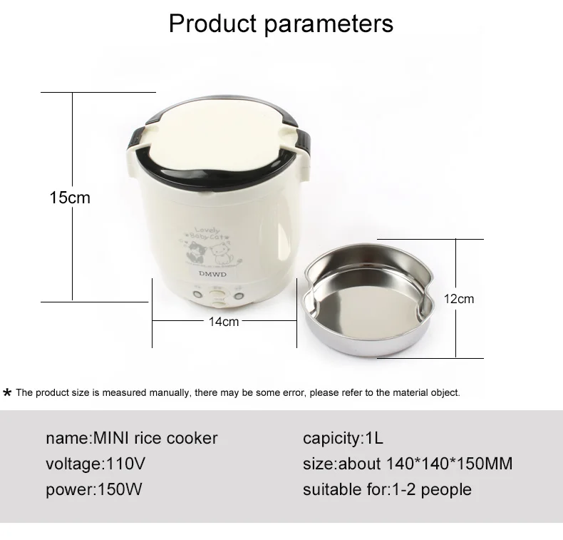 DMWD Мини рисоварка 1L портативный Электрический Коробки для обедов нагрева пароход Кабинета Еда контейнер путешествия offce дома 110 В 220 ЕС и США