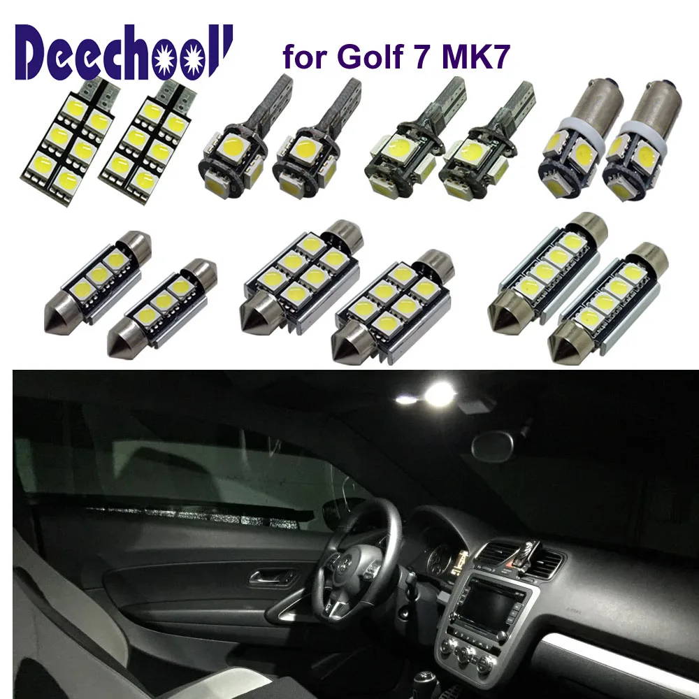 

deechooll 8pcs car LED bulbs for VW golf 7 mk 7 ,white canbus interior lights for volkswagen golf mk7 2014+ dome lights