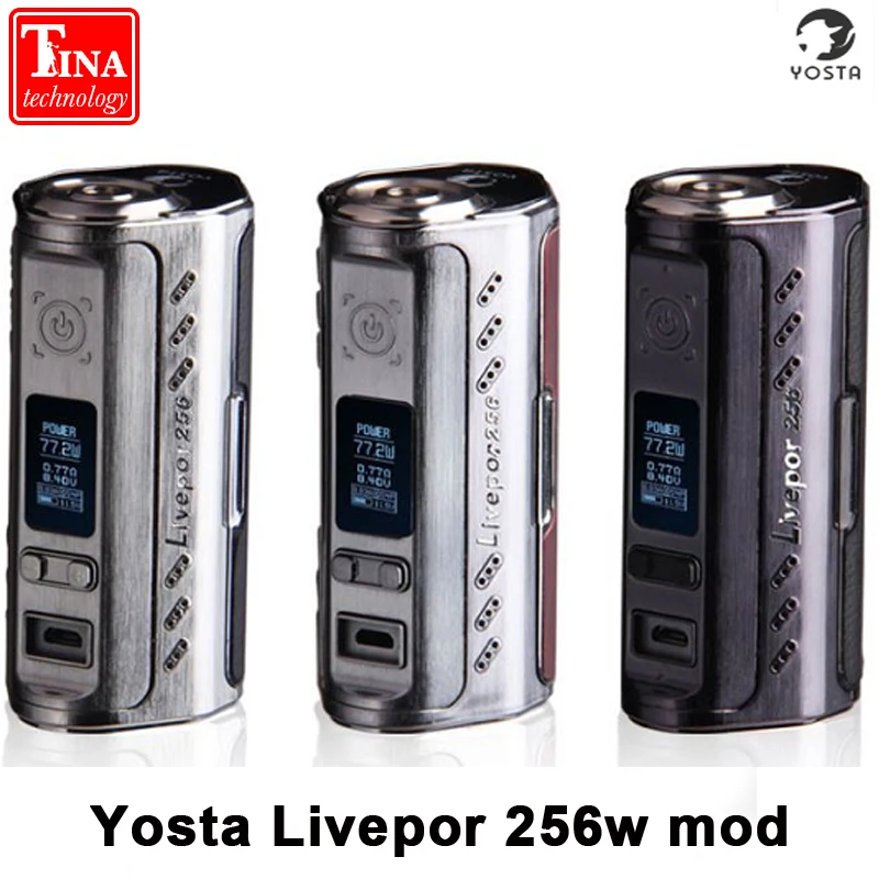 

Original Yosta Livepor 256 256W Vape Box mod Without 18650 Battery e Cigarette Vaporizer VW MECH TC-Ni TC-Ti TC-SS PTC Mode