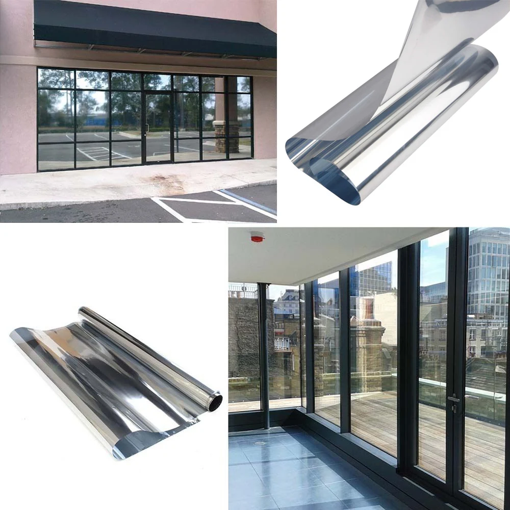 

0.5x30m(20"x100ft) One Way Commercial Window Tints Silver Reflective Mirrored Effect Window Tints, Privacy Solar Films