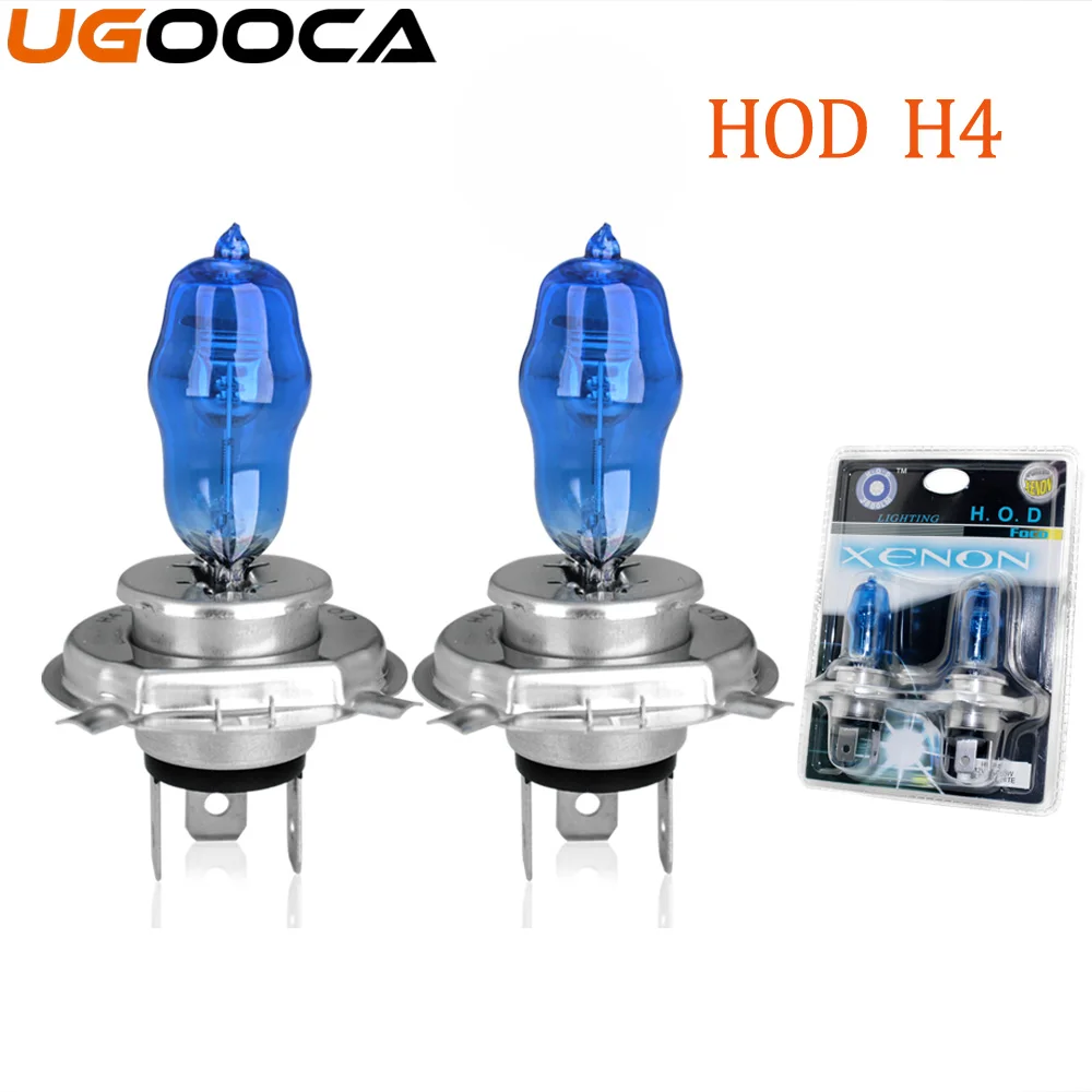 H4 55W 12V 6000K супер белые автомобильные HOD галогенные лампы для любых автомобильных