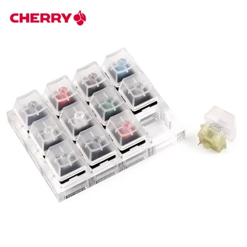 

12 Cherry MX Switches Keyboard Tester Kit Clear Keycaps Sampler PCB Mechanical Keyboard Translucent Keycaps Testing Tool