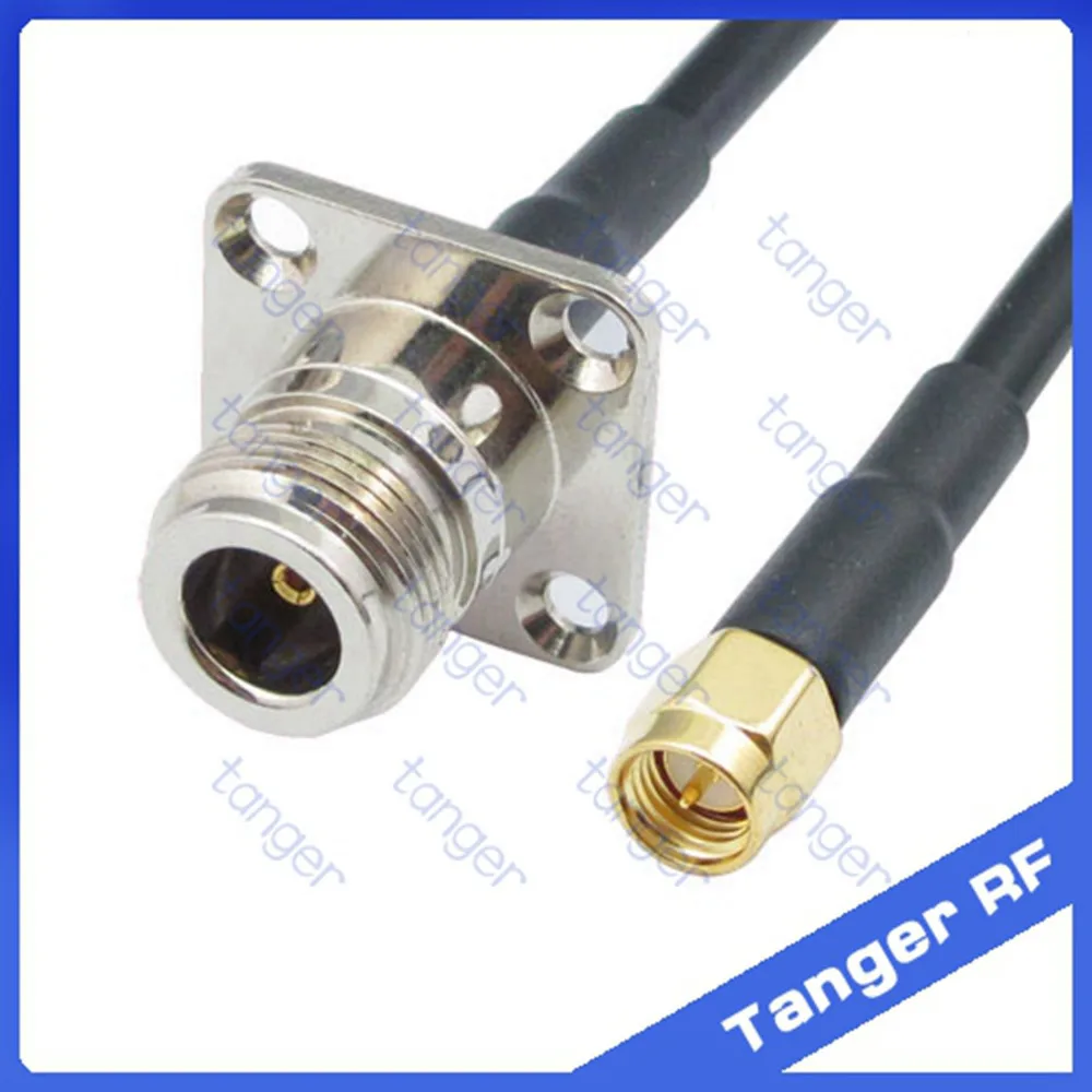 

Hot sale Tanger N female jack 4 four hole panel to SMA male plug straight RF RG58 Pigtail Jumper Coaxial Cable 20inch 50cm