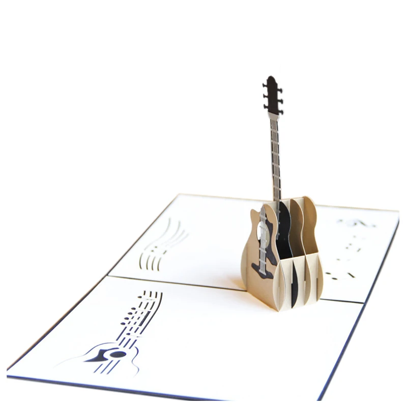 Лучшая 3D выскальзывающая лазерная резка старая карточка гитара открытка День рождения поздравительная открытка