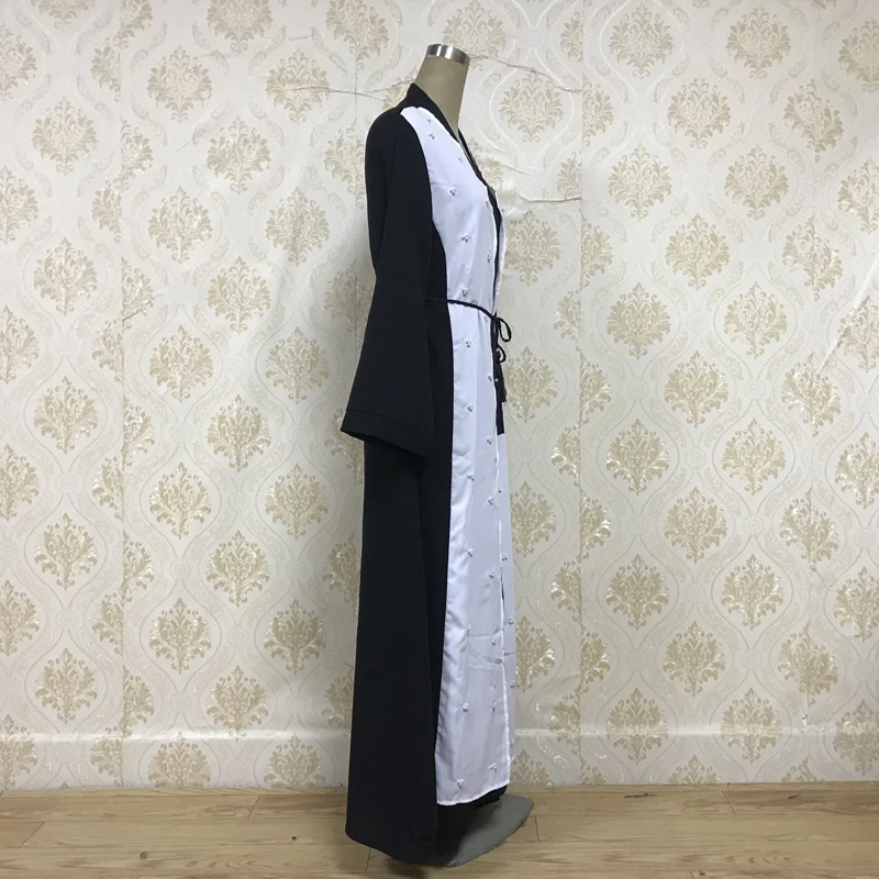 Мусульманский кардиган F8866 1 халат ручной работы с жемчугом Abaya женское платье