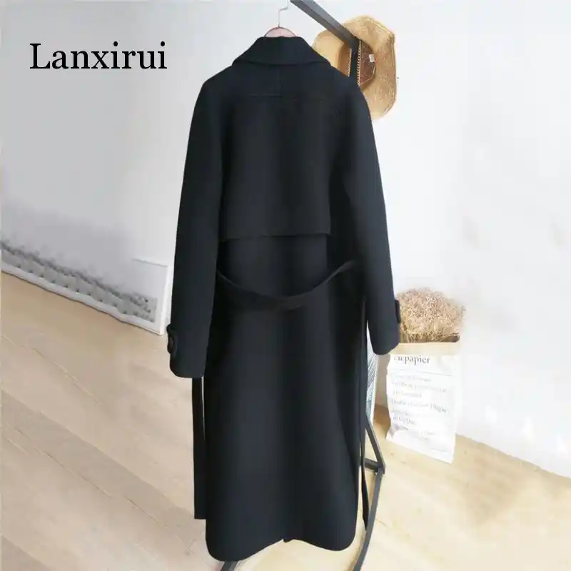 冬の女性のカシミヤウールジャケット新ファッションミディアムロング