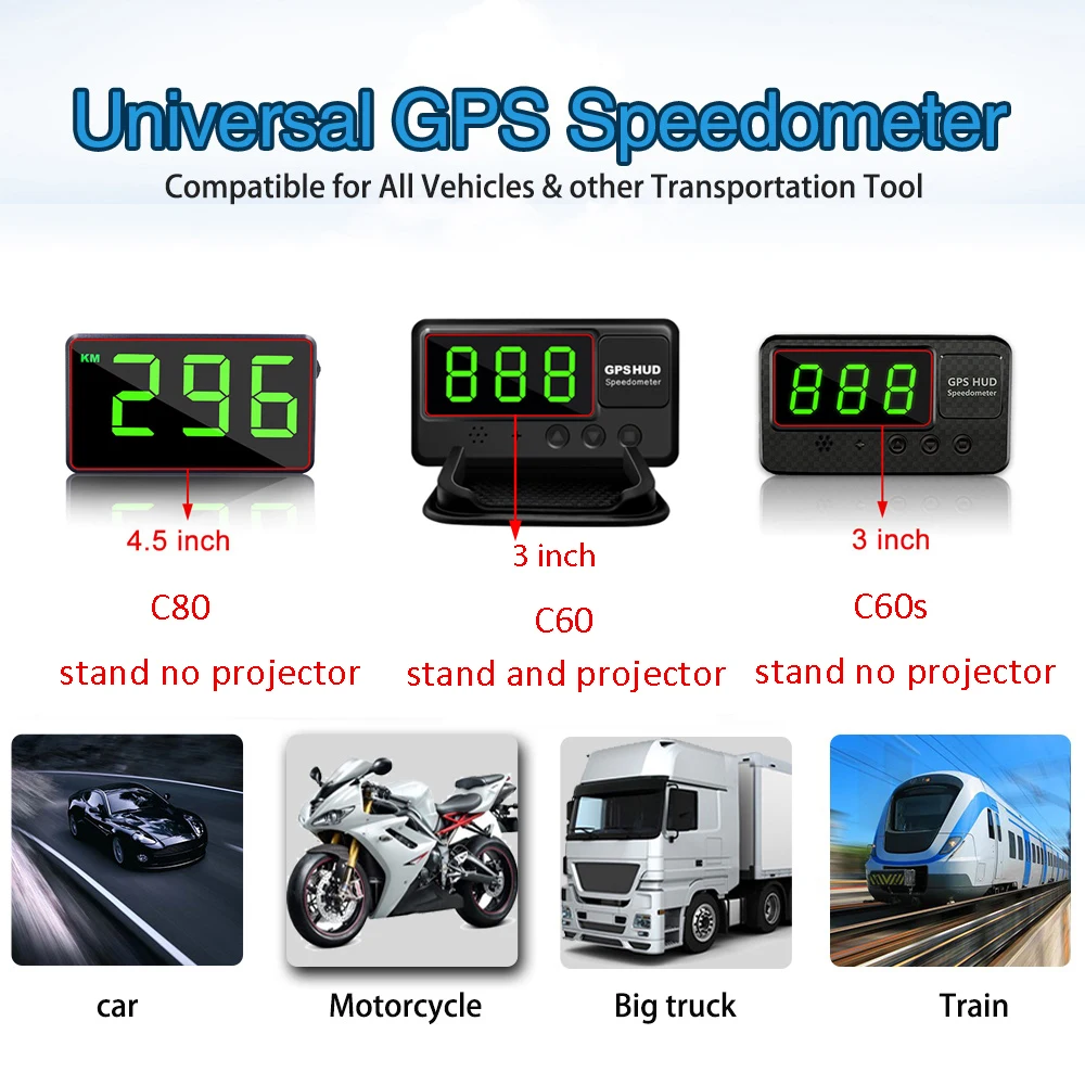Дисплей с большими шрифтами GPS Hud Автомобильный спидометр проектор браслет км/ч
