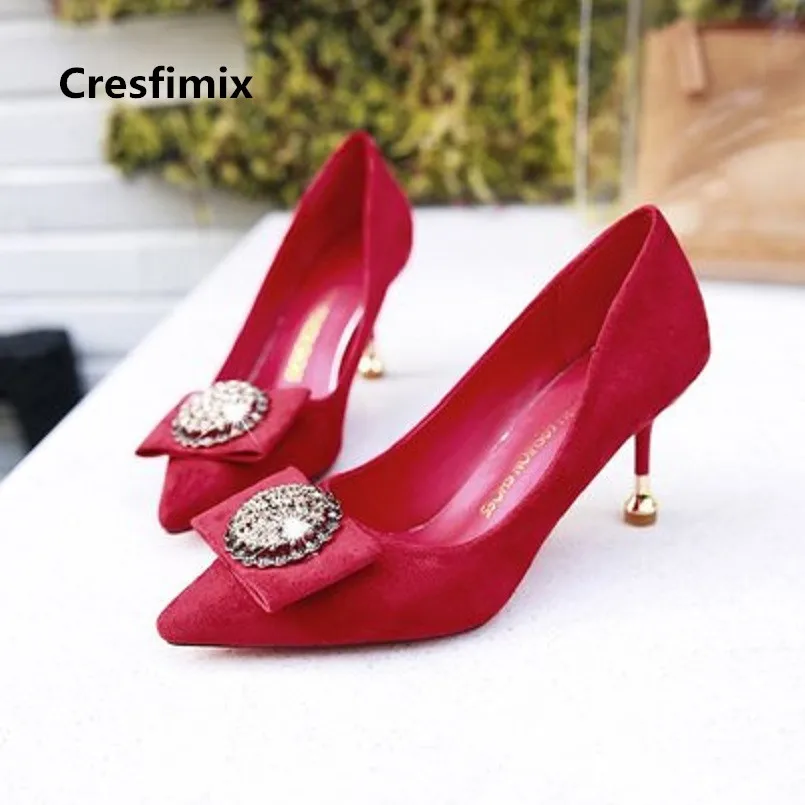 Cresfimix tacones altos women cute sexy party black high heel pumps lady casual red wedding night club high heel shoes c2980