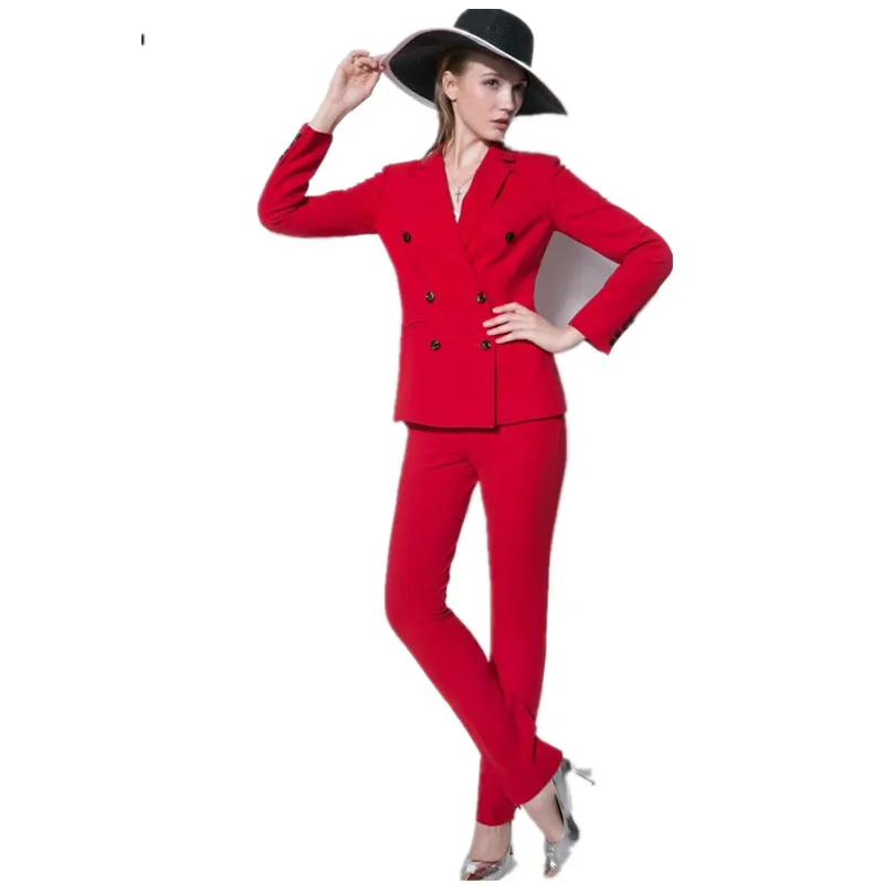 Dernière sky Rouge pink As purple Chaude black Professionnelle Gray Vente Passion red khaki burgundy Same Ol Pantalon gray Longues D'affaires Mode À navy Femmes Boutonnage Picture yellow royal Blue Costumes La Double light Manches Blue PqXnfA