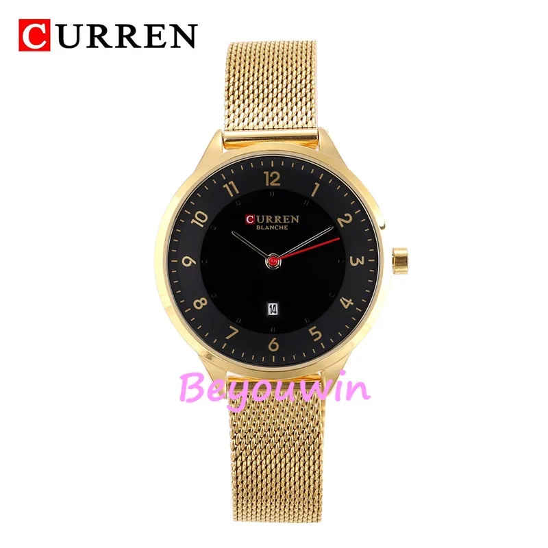 50 шт./лот curren 9035 роскошные женские часы с цветным циферблатом и сеткой кварцевые