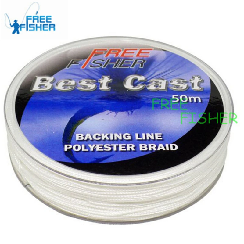 Free Fisher Polyester Braid Fly Fishing Backing Line White 50lb 50m Fly