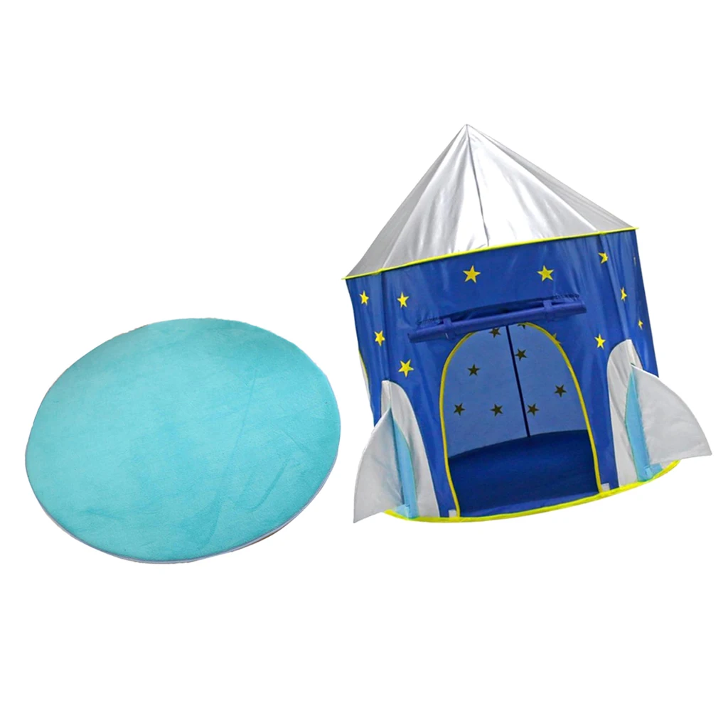 Folding Space Capsule Pop Up Playhouse Princess Tent + Carpet Rug Kids Indoor & Outdoor Toy
