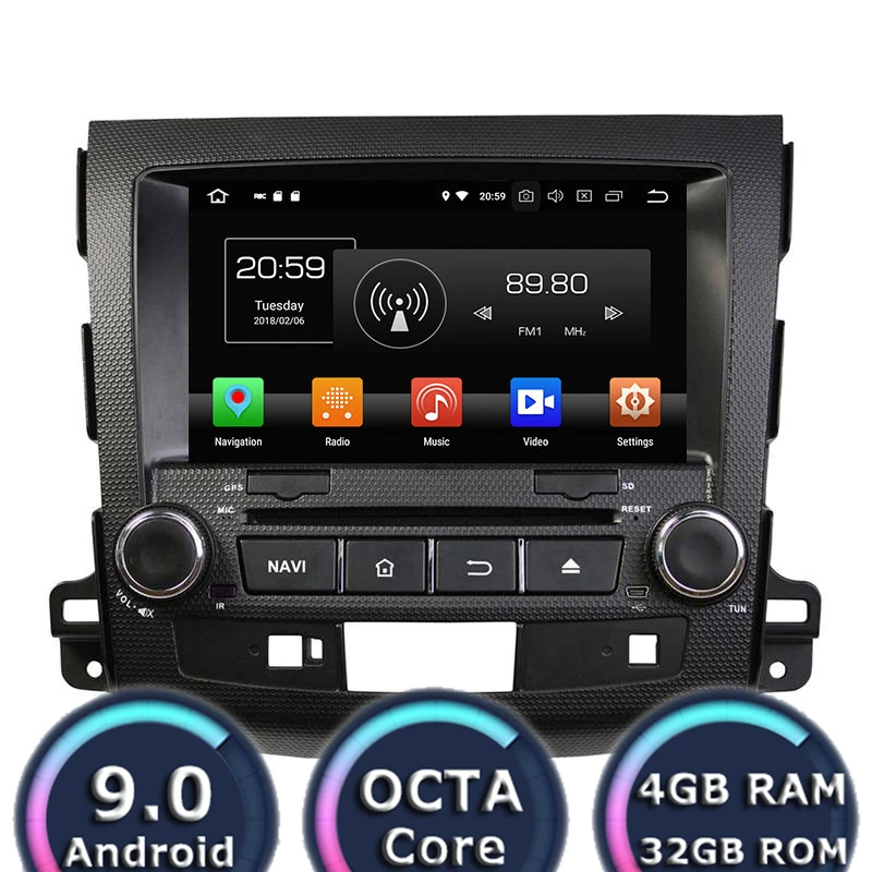 Автомобильный мультимедийный DVD плеер Roadlover Android 9 0 для Mitsubishi Outlander 2006-2012 Стерео GPS