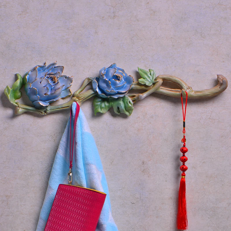  Decoration Art Decoration Art The Chinese Peony hook hanging creative decorative wall coat rack row - 32825427186