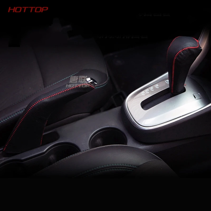 

Leather Red Line Shift Knob Cover & Handbrake Cover for Chevrolet Trax 2017 2018 car styling