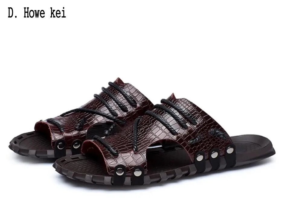 D. Howe kei/Новое поступление года; мужские летние шлепанцы; пляжная Праздничная обувь из натуральной кожи; мужские тапочки на плоской подошве; повседневная обувь