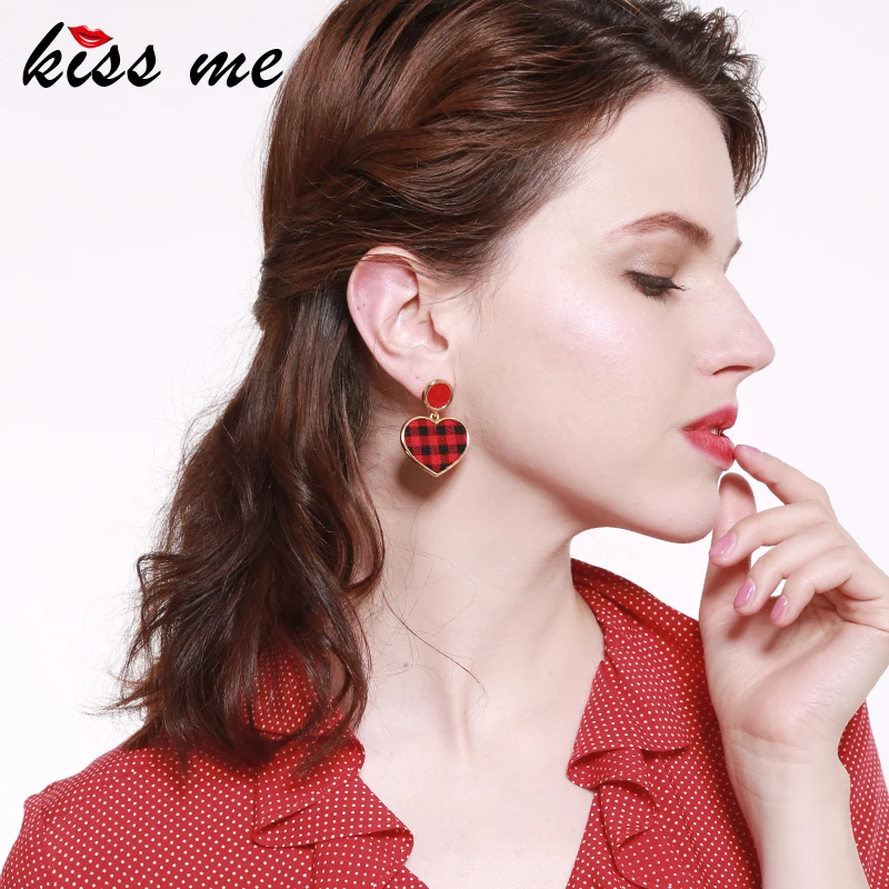 Женские серьги подвески в клетку KISS ME 4 цвета Корейском стиле эффектные украшения