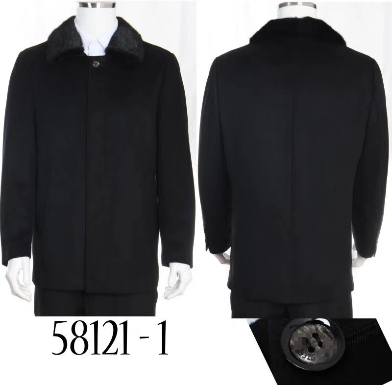Кашемировая куртка Billionaire, пальто с воротником из меха норки, Мужская Новая зимняя теплая модная деловая Повседневная Толстая куртка большого размера - Цвет: Black