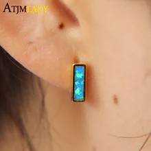 Золотого, серебряного цвета, Заводская акция, высокое качество, огненный опал, милый брусок стержня, женские серебряные серьги 925, свинцовый никель