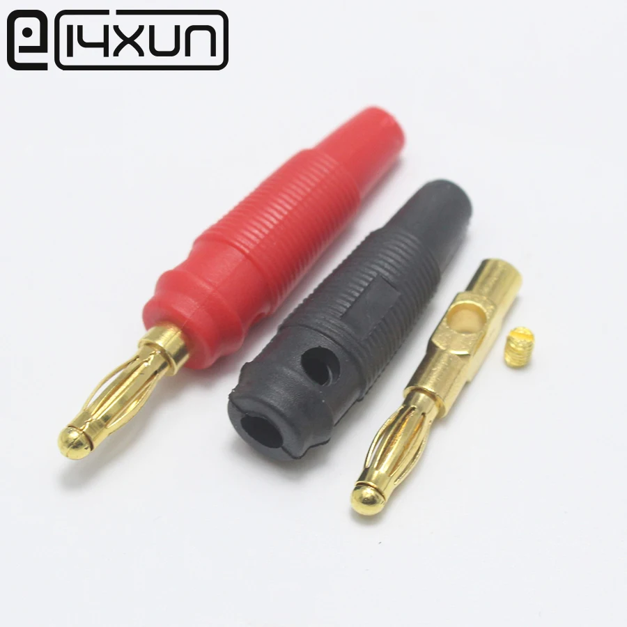 

2pcs 4mm Plugs pure copper Gold Plated Musical Speaker Cable Wire Pin Banana Plug Connectors For Probes Binding Post Connector
