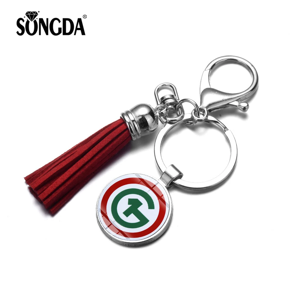 

SONGDA New Arrival O1G Hungary Badge Alloy Keychain Fashion PU Leather Tassel Car Key Chain Backpack Bag Charms Car Accessories