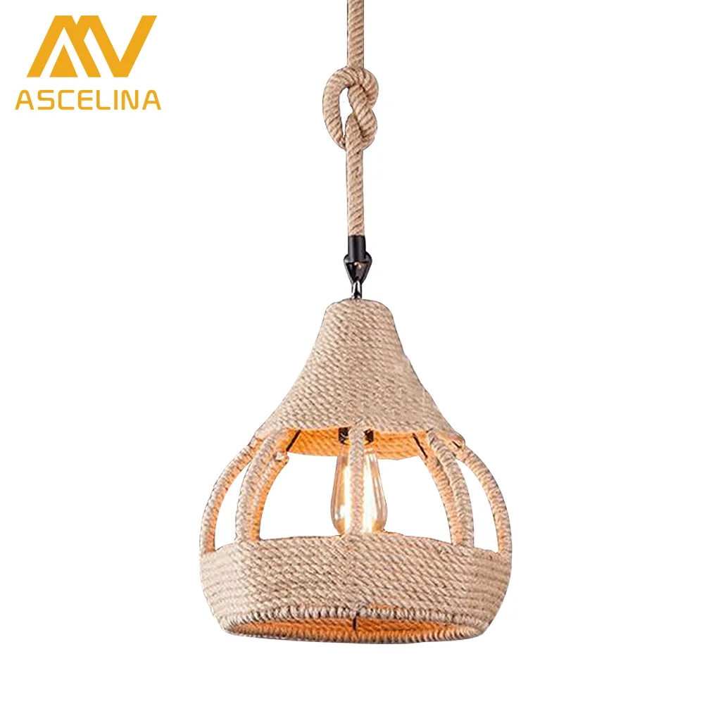 

Vintage Wicker Pendant Lamp Hand Knitted Hemp rope Iron Pendant Lamp Loft Lamp American Lamp Free Shipping